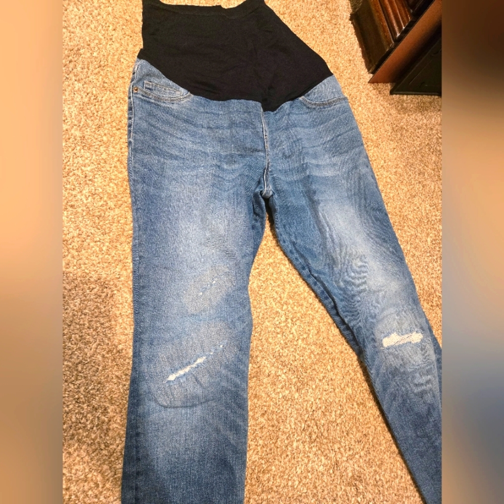 Liz Lange Maternity Jeggings Medium Blue Jean Over Belly Stretch